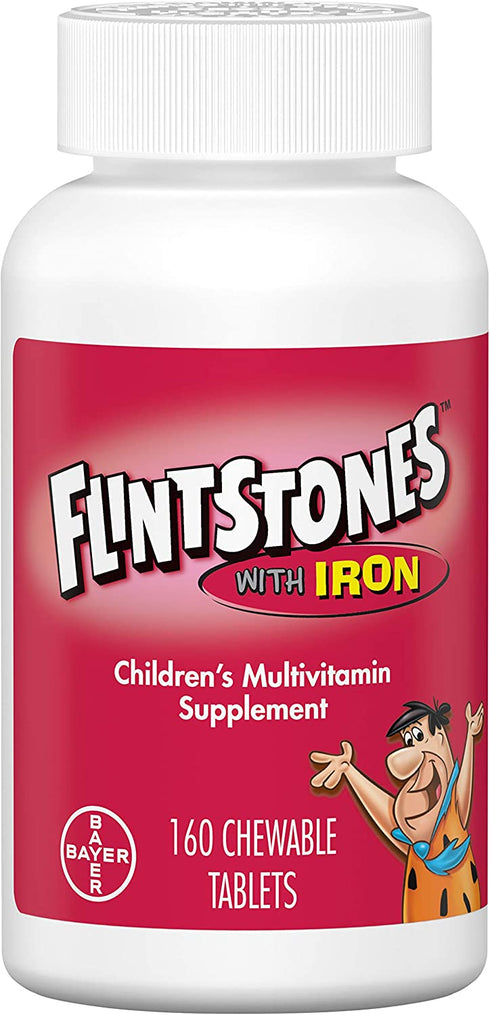 Flintstones Vitamins Chewable Kids Vitamins with Iron, Upgraded Formula Multivitamin for Kids & Toddlers, 160 Count
