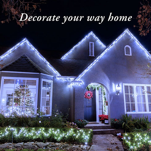 JMEXSUSS 2 Pack Upgraded Solar String Lights 200LED 75.5ft Solar Christmas Lights Outdoor Waterproof 8 Modes White Solar Lights for Christmas, Gardens, Wedding, Party, Tree, Outdoors Decorations