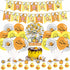 82 Pieces Lazy egg Party Supplies, Gudetama Themed Birthday Party Decoration included Banner, Latex Balloon, Cake Topper, Cupcake Toppers, 50pcs Stickers for Lazy egg Party Decoration.