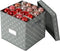 Christmas Ornament Storage Box - Holding 64 Christmas Ornaments, Holiday Ornaments Storage with Dividers, Ornament Storage Bins with Lid (Gray)