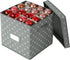 Christmas Ornament Storage Box - Holding 64 Christmas Ornaments, Holiday Ornaments Storage with Dividers, Ornament Storage Bins with Lid (Gray)