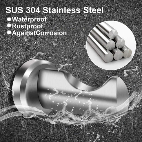 Bath Towel Hooks Brushed Nickel 3 Packs, Modern Wall Mount Bathroom Door Hooks for Hanging Towels Wall Hooks Stainless Steel Heavy Duty Clothes Coat Robe Hand Towel Hook Rack (Brushed Nickel)