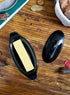 Butter Boat, French Butter Dish with Water, Porcelain - Fresh Soft Butter without Refrigeration, Black - Better Butter & Beyond