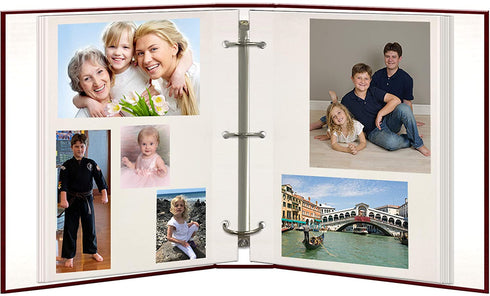 Magnetic Self-Stick 3-Ring Photo Album 100 Pages (50 Sheets), Burgundy Red
