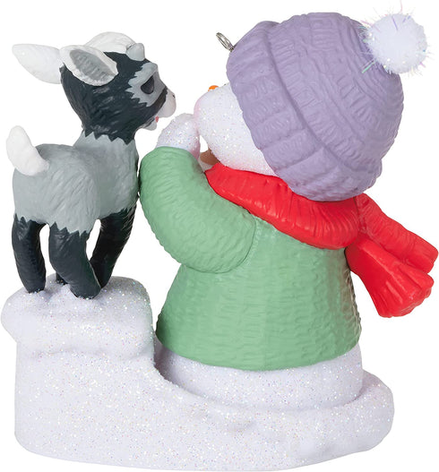 Hallmark Keepsake Christmas Ornament, Year Dated 2021, Snow Buddies Snowman and Goat