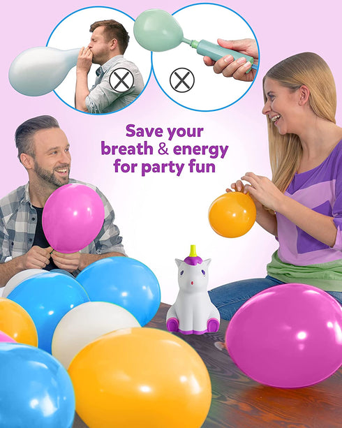 Coogam Unicorn Balloon Pump, Electric Air Ballon Blower, Portable Inflator for Party Wedding Birthday Xmas Baby Shower DIY Decoration (White)