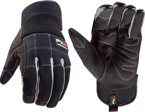 Wells Lamont Men's FX3 Extreme Dexterity Slip-On All-Purpose Work Gloves, Touchscreen, Large (7851L) , Black