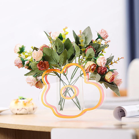 VOSAREA Pink Acrylic Cloud Shaped Flower Vase Make Up Brush Pen Holder Elegant Modern Contemporary Design Vase for Home Office Wedding Decor