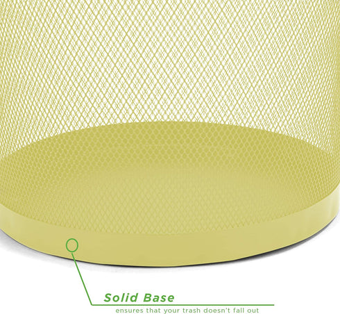 Mind Reader Set Garbage Waste Basket Recycling Bin, Round, Yellow