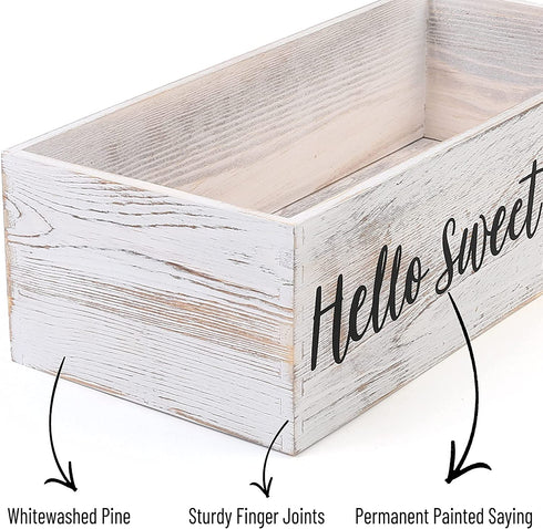 LotFancy Bathroom Decor Box 2 Pack, Hello Sweet Cheeks Nice Butt on 2 Sides, Wooden Back of Toilet Storage Basket, Toilet Paper Organizer for Home D©cor