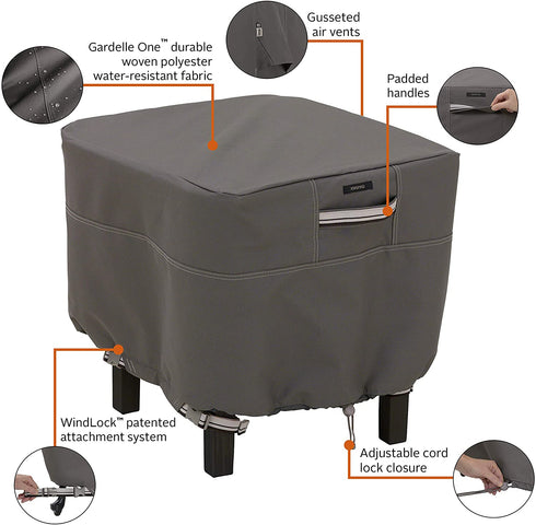 Classic Accessories Ravenna Water-Resistant 21 Inch Square Patio Ottoman/Table Cover