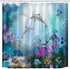 LB Dolphin Shower Curtain for Kids Bathroom with Hooks Blue Ocean Underwater Fish Coral Reef Shower Curtain Decorations 72x78 inch Extra Long Polyester Fabric Waterproof