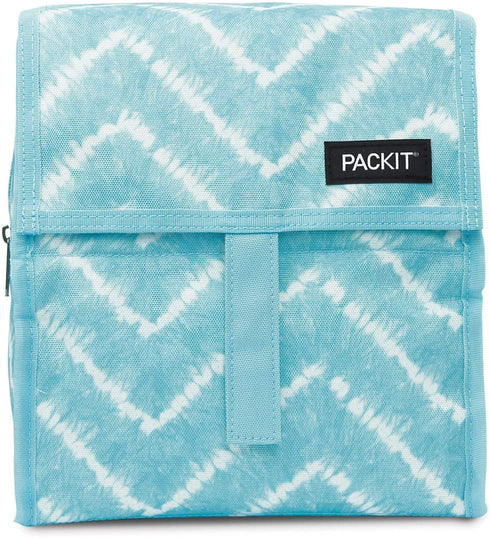 PackIt Freezable Lunch Bag with Zip Closure, Aqua Tie Dye