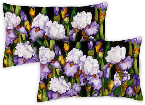 Toland Home Garden 771236 Set of 2 Blooming Irises Spring Pillow Covers 12x18 Inch Flower Outdoor Lumbar Indoor Decorative Throw Pillows