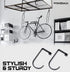 POWERACK Garage Hooks for Ceiling | 4 Pack Alloy Steel Bicycle Hooks | Flat Garage Rack Hooks | Easy to Install Bike Hangers for Garage Ceiling - Black Powder Finish| Each Bike Hook Supports 50 lbs