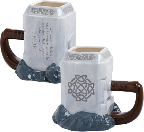 Vandor 26401 Marvel Thor Mjolnir Ceramic Sculpted Mug, 1 Count (Pack of 1)