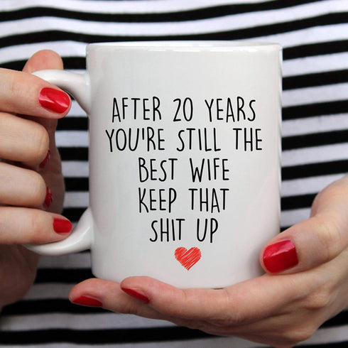YouNique Designs 20 Year Anniversary Coffee Mug for Her, 11 Ounces, 20th Wedding Anniversary Cup For Wife, Twenty Years, 20th Year