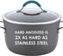 Rachael Ray Cucina Hard Anodized Nonstick Griddle Pan/Flat Grill, 11 Inch, Gray with Agave Blue Handle
