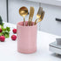 Bruntmor Kitchen Utensil Holder for Countertop, 5.6€³ Ceramic Utensil Crock, Matte Glazed Kitchen D©cor, Easy to Clean, Pink