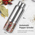 JXXM Gravity Electric Salt and Pepper Grinder Set, Automatic One Hand Pepper Mill Grinder with Battery Operated 2 Pack