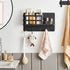 SONGMICS Key Holder for Wall, Wall Mounted Mail Organizer, Metal Floating Shelf with 5 Hooks, Wall Key Hook for Entryway, Key Hanger for Wall, Living Room, Hallway, Mudroom, Kitchen, Black UHCH315B01