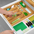 Luxury Bamboo Kitchen Drawer Organizer - Silverware Organizer and Cutlery Tray with Grooved Drawer Dividers for Flatware and Kitchen Utensils (7 Slot, Natural)