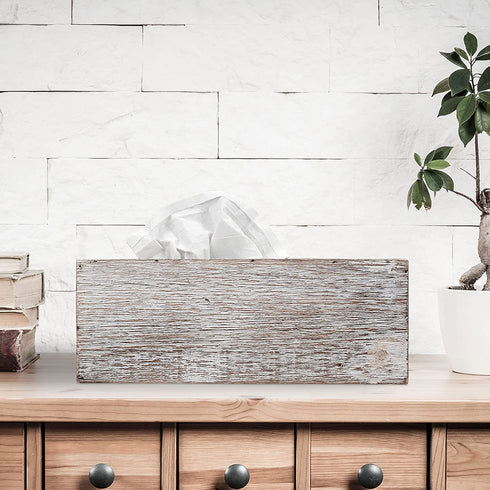 Barnyard Designs Rustic Distressed Wooden Rectangular Tissue Box Cover with Storage Compartment - Decorative Bathroom Facial Tissue Box Holder Farmhouse Decor, 12.5? x 6? x 4.5?