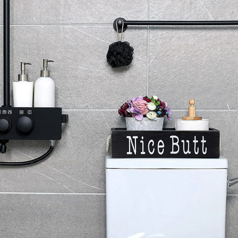Farmhouse Bathroom Decor,Nice Butt Bathroom Decor Storage Box, Rustic Sweet Cheeks Bathroom Decor Box with Funny Bathroom Signs, Funny Bathroom Decorations, Black Bathroom Accessories