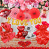 NAIWOXI Valentines Party Supplies - Valentines Day Decorations Set, Red Silk Rose Petals, Paper Fans, Heart Shaped, I Love You and Teddy Bear Balloons, Garland Balloons Kit For Valentines Day Party