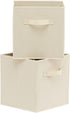 Amazon Basics Collapsible Fabric Storage Cubes Organizer with Handles, Beige - Pack of 6