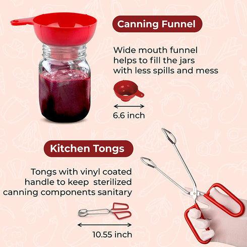 InspoLine Canning Kit Canning Supplies Starter Kit 8 in 1 Ultimate Kit with Jar and Lid Lifter, Canning Tongs, Jar Wrench, Funnel, Bubble Remover Tool, Canning Rack Home Canning Tools Set