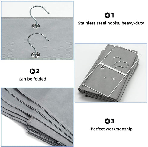 SAVERHO Hanging Purse Organizer,Closet Purse Organizer with 10 Compartments Handbag Storage Organizer for Wardrobe Accessories Storage Bag (Grey)