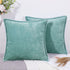 decorUhome Aqua Haze Decorative Throw Pillow Covers 20x20 Inch Set of 2, Farmhouse Chenille Pillow Covers, Velvet Trimmed Edge Pillow Cases for Couch Sofa