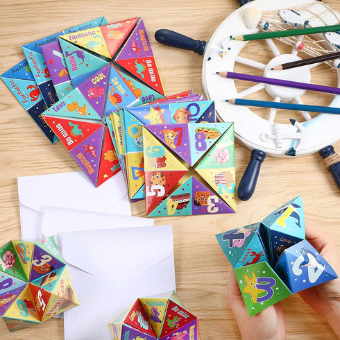 36 Pieces Valentines Cootie Catcher Games Valentine Origami Games Valentines Cootie Catcher Paper Fortune Cards Teller Paper with Envelopes and Stickers for School Classroom Valentines Party Favors