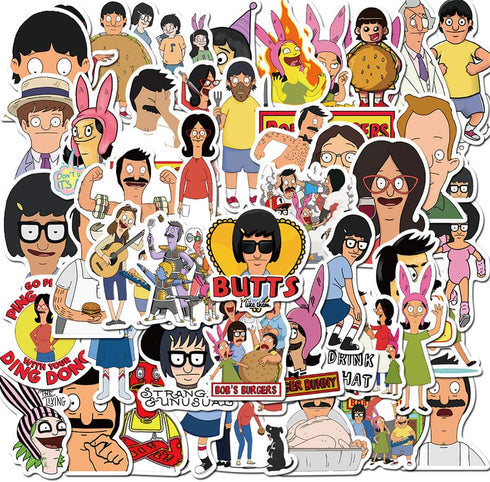 Cute Cartoon Bob's Burgers Stickers (50 PCS) Funny Stickers for Teens, Girls, Adults,Kids - Stickers for Waterbottles,Laptop,Phone,Hydro Flask - Waterproof Vinyl Sticker (Bob's Burgers)