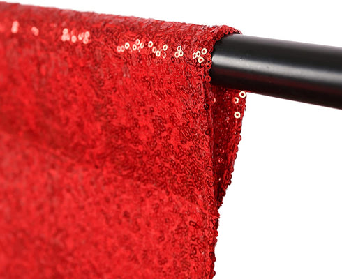Kmhesvi Red Sequin Backdrop Curtains - 2 Panels 2.5x8.5Ft Photography Background Red Glitter Backdrop Curtains Sparkly Birthday Baby Shower Wedding Party Background Decorations