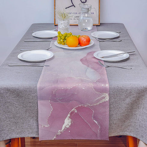 Marble Pink Table Runner-Cotton Linen-90 Inch Long Agate Gold Line Holiday Dresser Scarves,Abstract Modern Art Ombre Tablerunner for Kitchen Coffee/Dining Bedroom Home Living Room Dinner Scarf D©cor