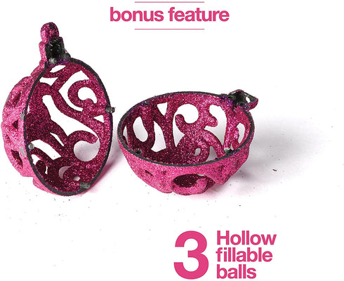 Fuchsia Pink Christmas Ball Ornaments for Christmas Decorations - 24 Pieces Xmas Tree Shatterproof Ornaments with Hanging Loop for Holiday and Party Decoration (Combo of 8 Ball and Shaped Styles)