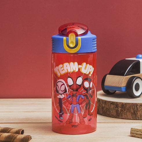Zak Designs Marvel Spider-Man Kids Water Bottle with Spout Cover and Carrying Loop, Made of Durable Plastic, Leak-Proof Water Bottle Design for Travel (16 oz, 2-Pack, Spidey and His Amazing Friends)
