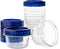 PLASTICPRO Twist Top Deli Containers Clear bottom With blue Top Twist on Lids Reusable, Stackable, Food Storage Freezer Container (6, 4 OUNCE)