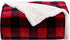 HBlife Sherpa Buffalo Plaid Christmas Throw Blanket for Couch 50X60 Inches, Super Cozy Fuzzy Fleece Warm Plush Holiday Decorative Cabin Blankets and Throws, Black and Red