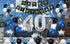 40th Birthday Decorations for Men Women Boy Girl,Blue Black Birthday Party Supplies with 40 Silver Number Balloon Happy Birthday Banner for 40th and 4th Birthday Party
