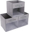 DIMJ Cube Storage Bins, 3 Packs Clear Window Fabric Storage Bin Organizer for Closet Shelves Home Storage Cubes Organizer with Handles