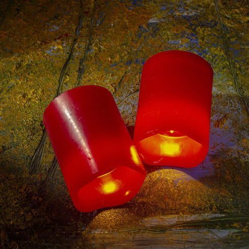 Flameless Candles-Set of 2(3"x4"/4") Red,Dripless Real Wax,Flickering Pillar Candles,Bright Warm Light,with Remote Control and Timing