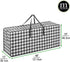 mDesign Extra Large Gift-Wrap Storage Bag with Handles, Organizer Container Holder for Christmas and Holiday Decor - Zipper Closure for Rolls of Wrap, Tree, and Garland, Buffalo Plaid, Black/White