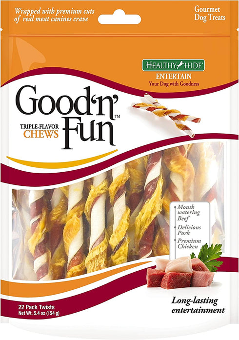 Good 'N' Fun Triple Flavor Twist Chews For Dogs, 22-Count