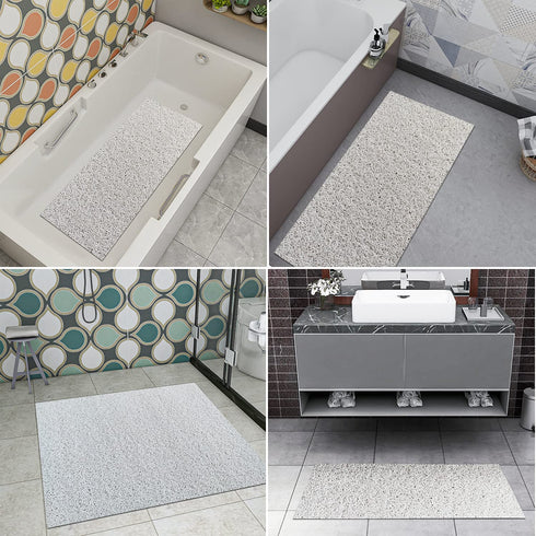 DESIHOM Soft Textured Loofah Non Slip Shower Mat, White Comfortable Quick Drying Bathtub Mat/Shower Stall Mat/Shower Floor Mat/Sink Mat 39x16 Inch