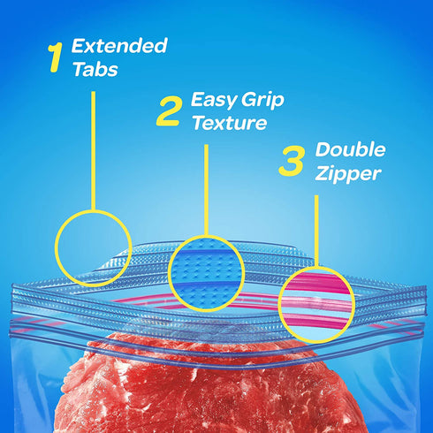 Ziploc Gallon Food Storage Freezer Bags, Grip 'n Seal Technology for Easier Grip, Open, and Close, 60 Count, Pack of 2 (120 Total Bags)