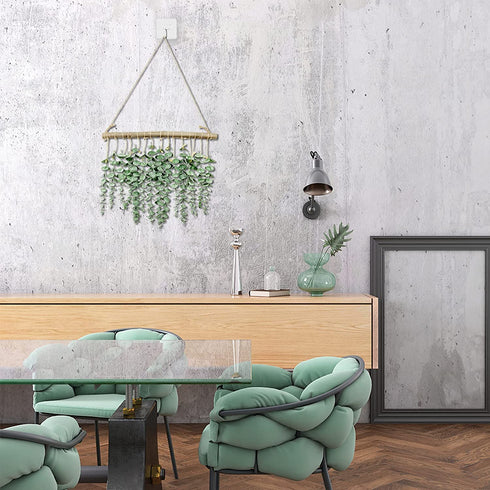 Artificial Eucalyptus Wall Hanging Decor - Fake Eucalyptus Leaves Greenery , Vines Wall Hanging Plants with Wooden Stick , Farmhouse Rustic Wall Decor for Wedding , Kitchen , Bedroom , Boho Home Decor