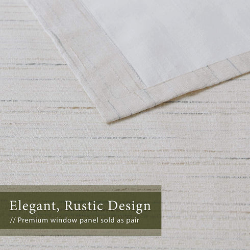 Hyde Lane Linen Textured Window Curtains for Living Room Rustic Farmhouse Style Bedroom Drapes | Grasscloth Look with Room Darkening & Grommets Decor - Off/White 40x63 Inches, 2 Panels
